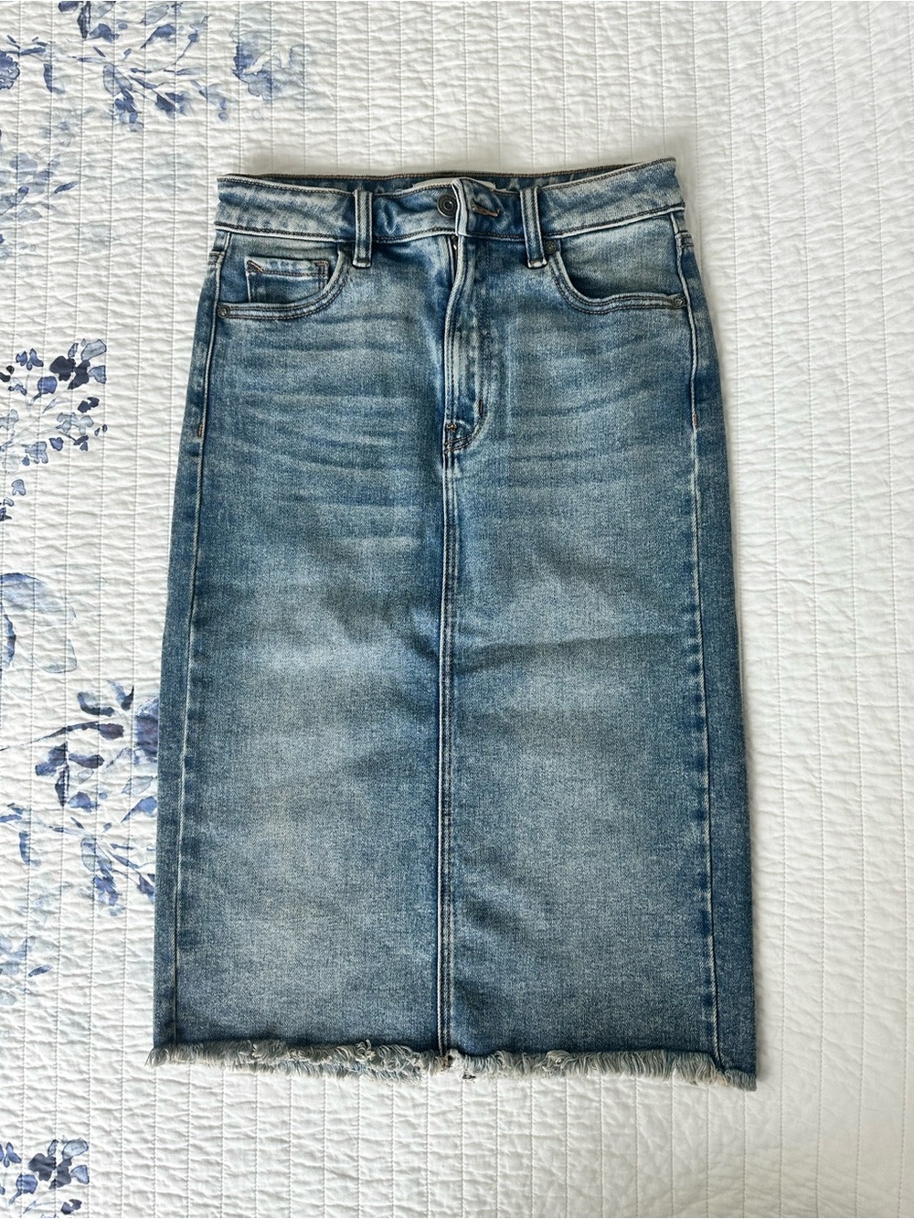 Hidden Los Angeles Medium Blue Denim Skirt With Frayed Hem Size S